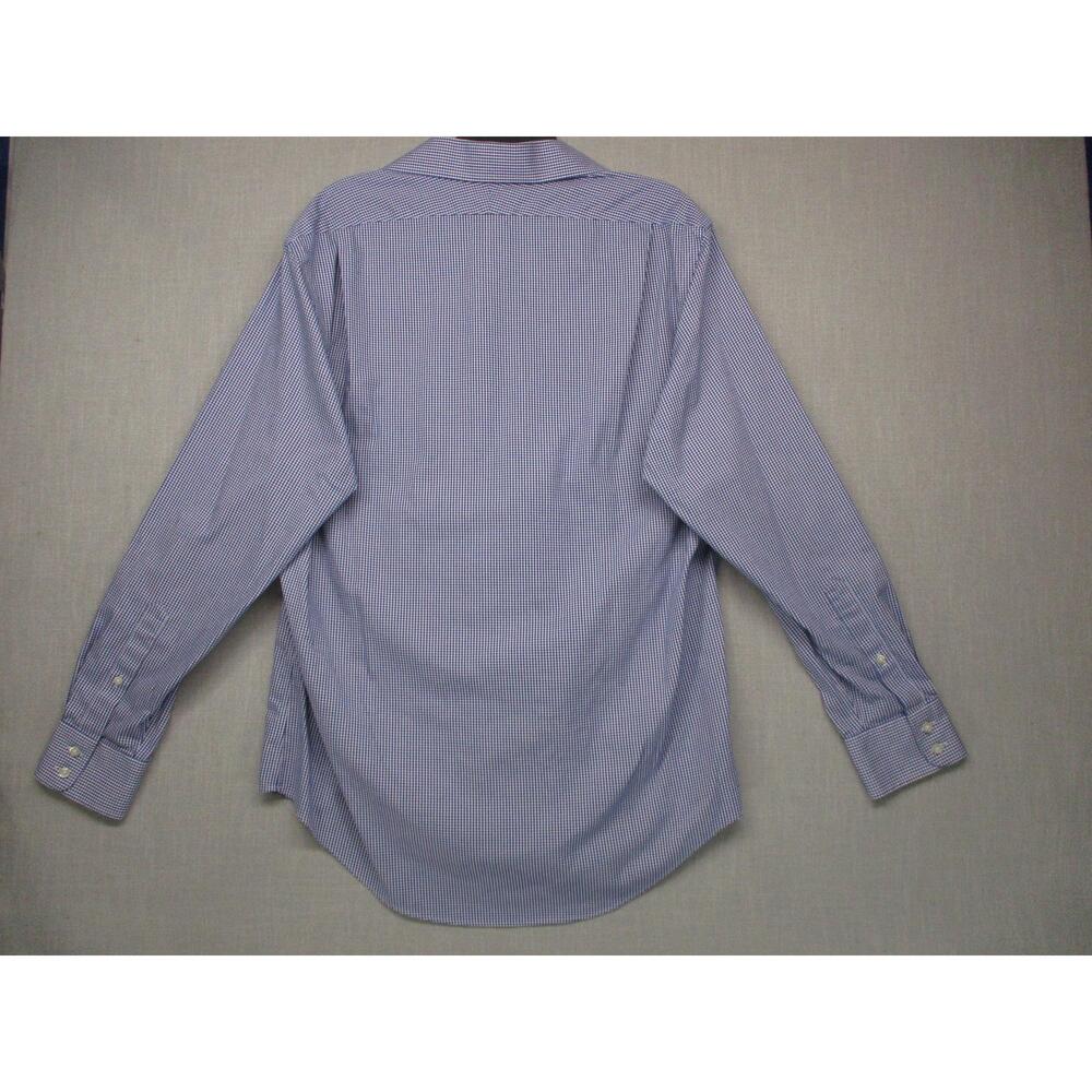 Lands End Blue Classic Checkered Workwear Oxford Shirt ButtonDown Size 16-1/2 35 - Picture 8 of 10